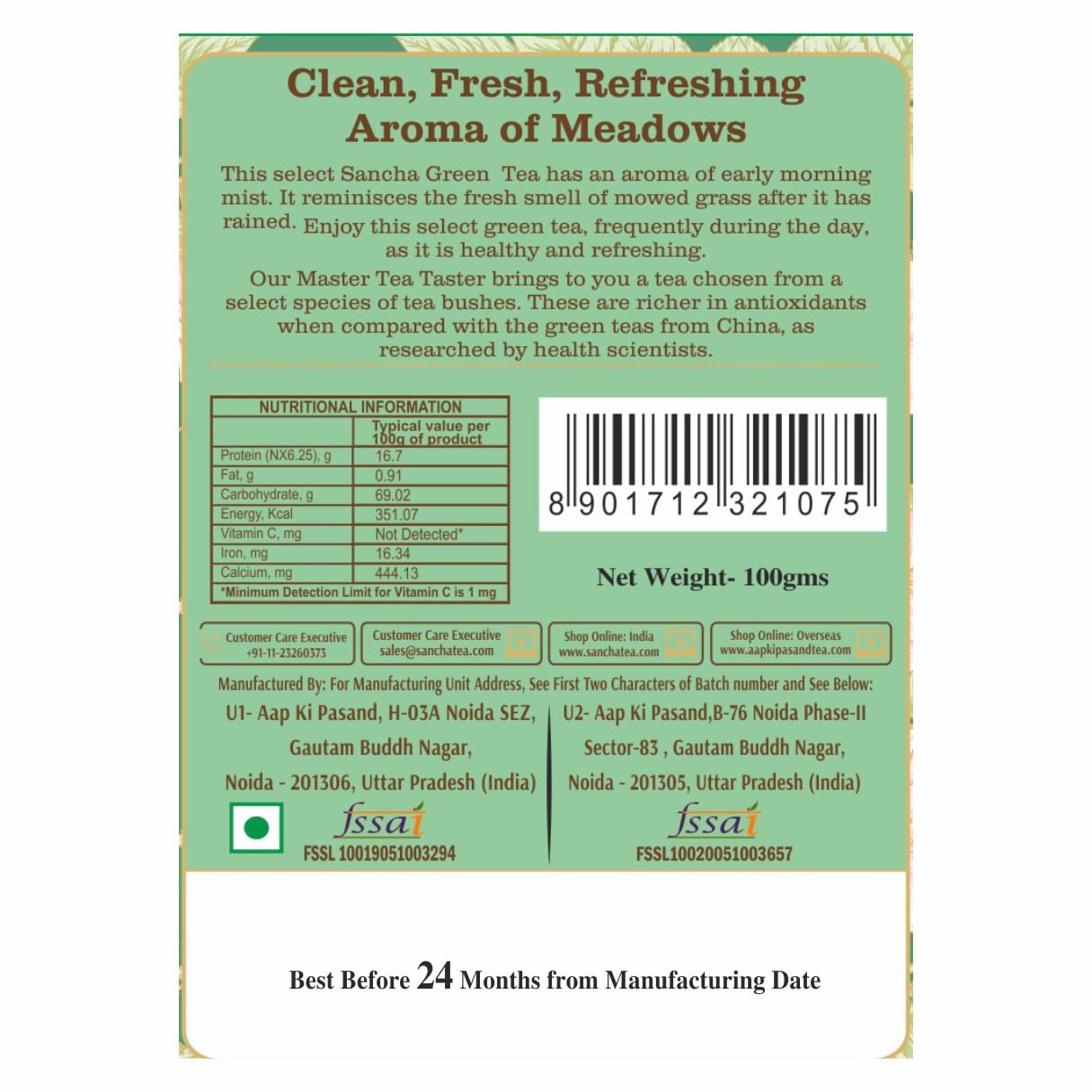 green tea label
