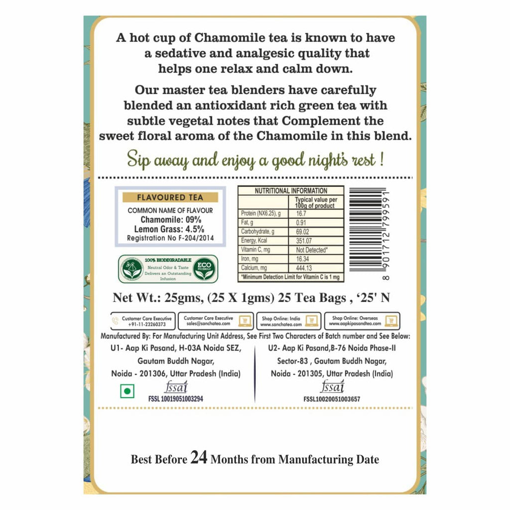 Chamomile Green Tea Information