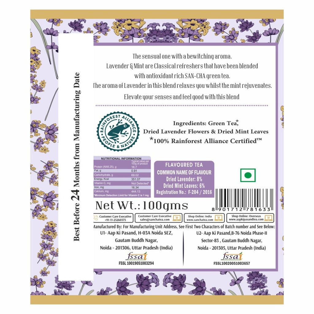 lavender green tea label