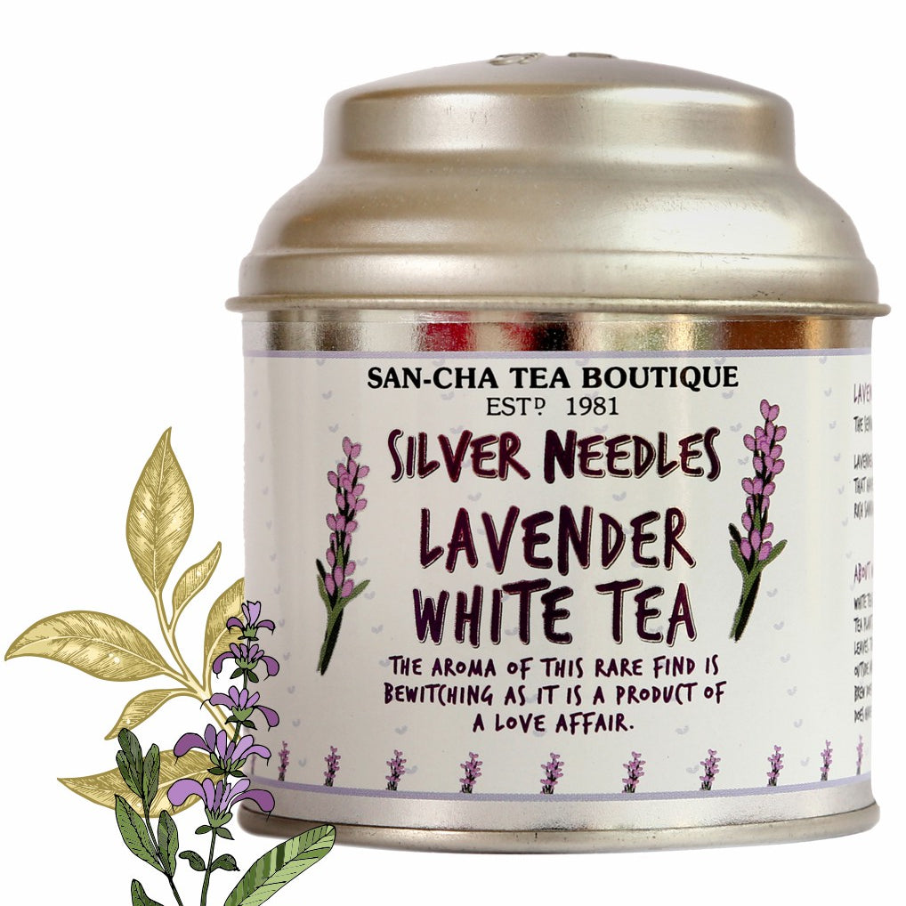 Lavender White Tea The sensual one with a bewitching aroma! Lavender & Mint are classical refresher’s that have been blended in antioxidant rich SAN-CHA White Tea Buds The Lavender in this aromatic blend relaxes you whilst the mint will rejuvenate