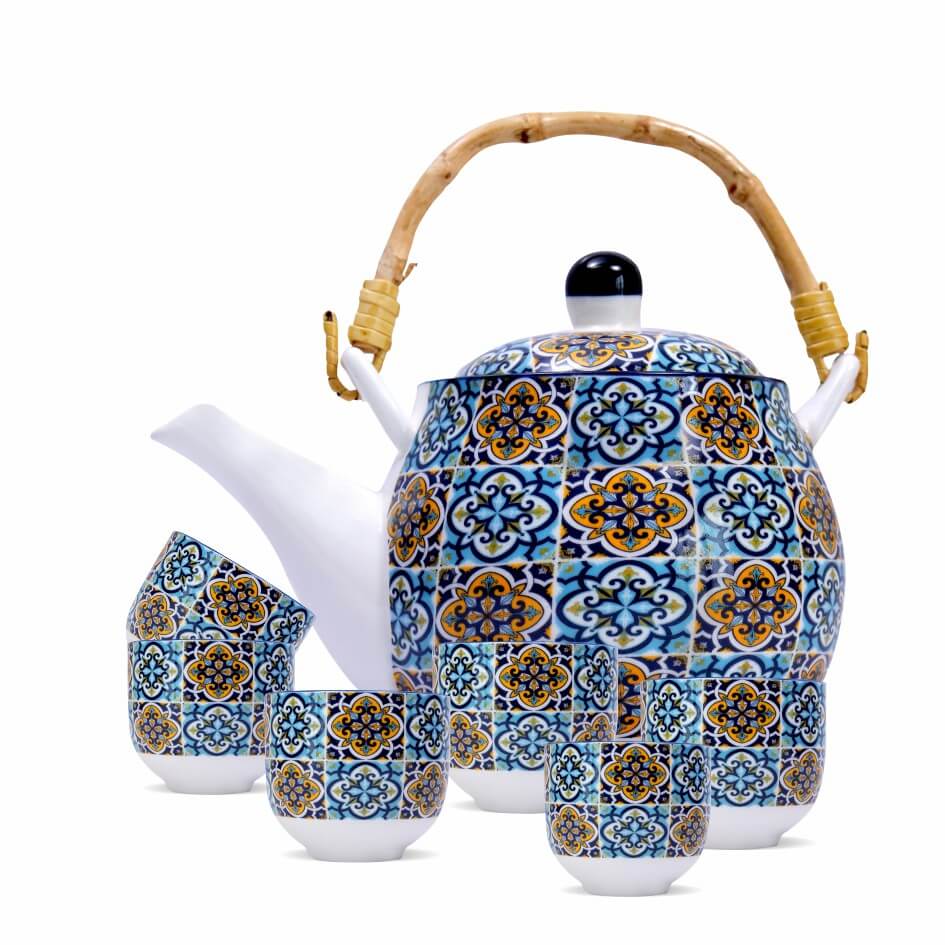 Aralia Turkish Ottoman Tea Set – Teapot with 6 Cups | Sancha