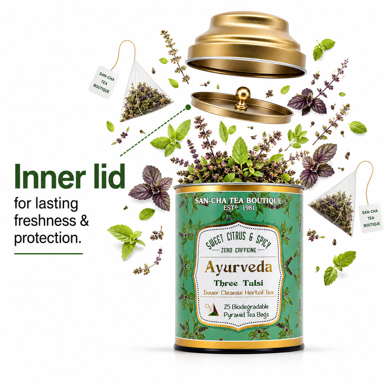 Ayurveda 3 Tulsi Herbal Tea – Caffeine-Free Ayurvedic Wellness