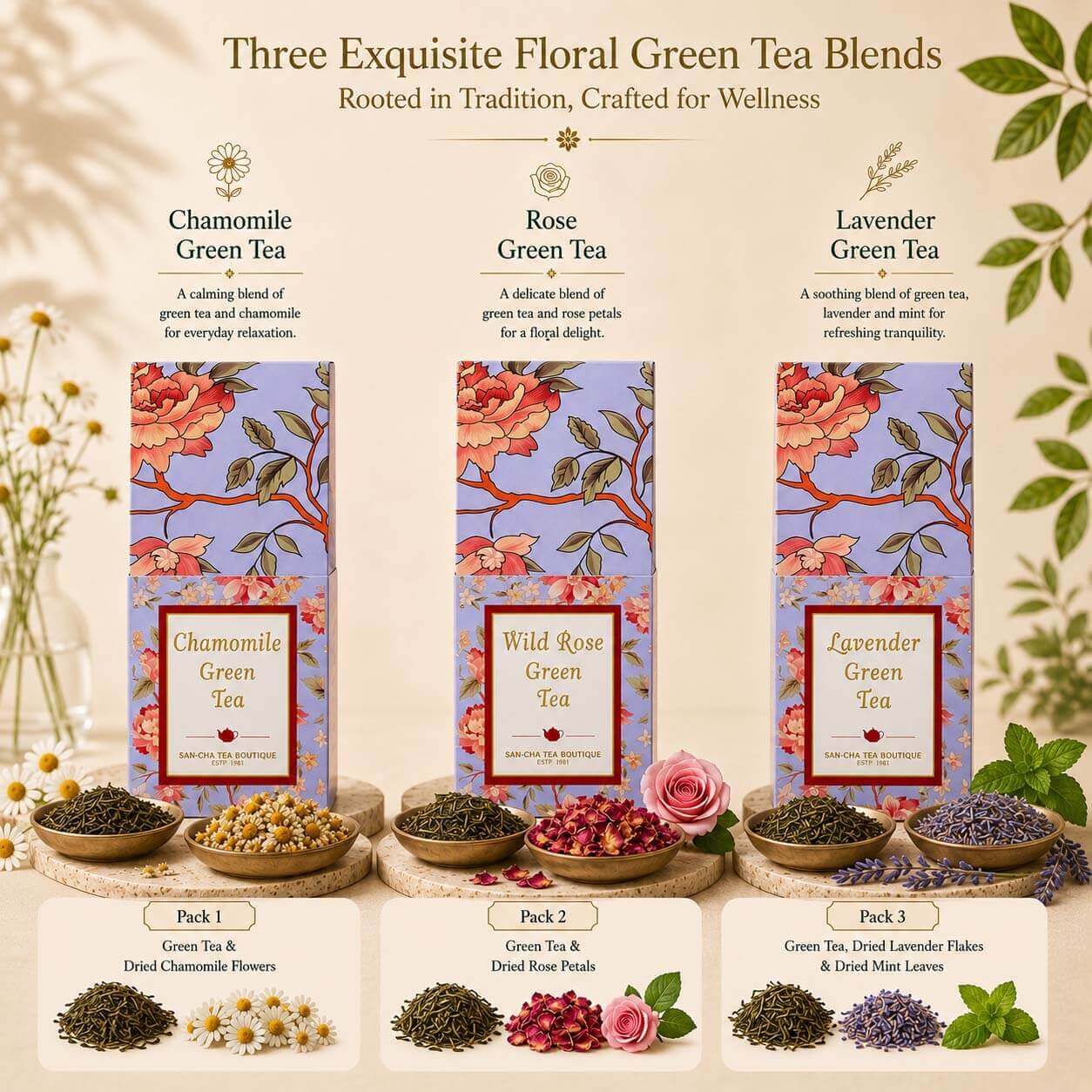 Camellia Blossom Green Tea Gift Box – Luxury Floral Tea Selection