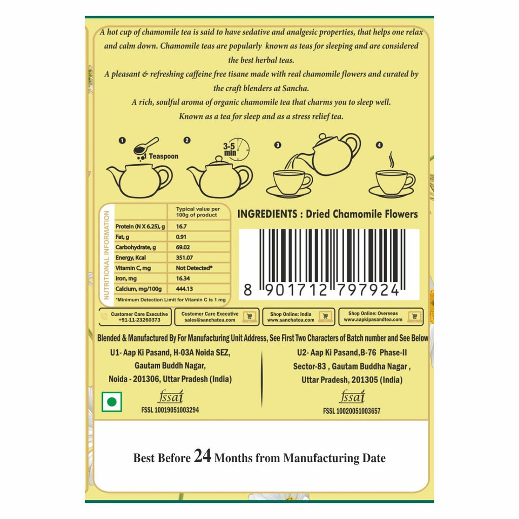 chamomile herbal tea label