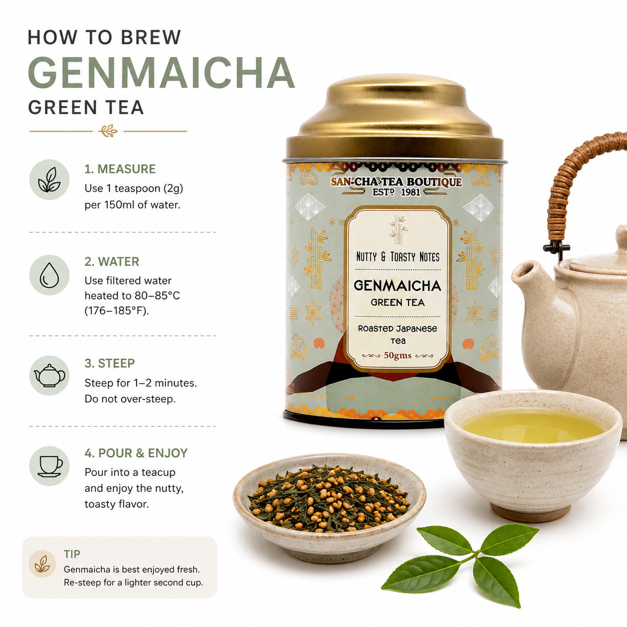 Japanese Roasted Green Tea – Nutty & Toasty Genmaicha – Sancha Tea