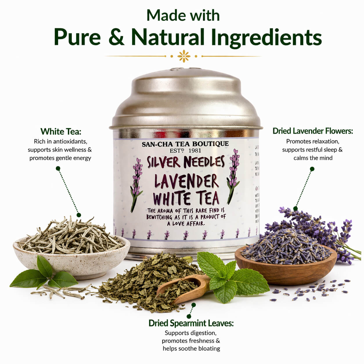 Lavender White Tea – Silver Needle Blend | Calming & Refreshing