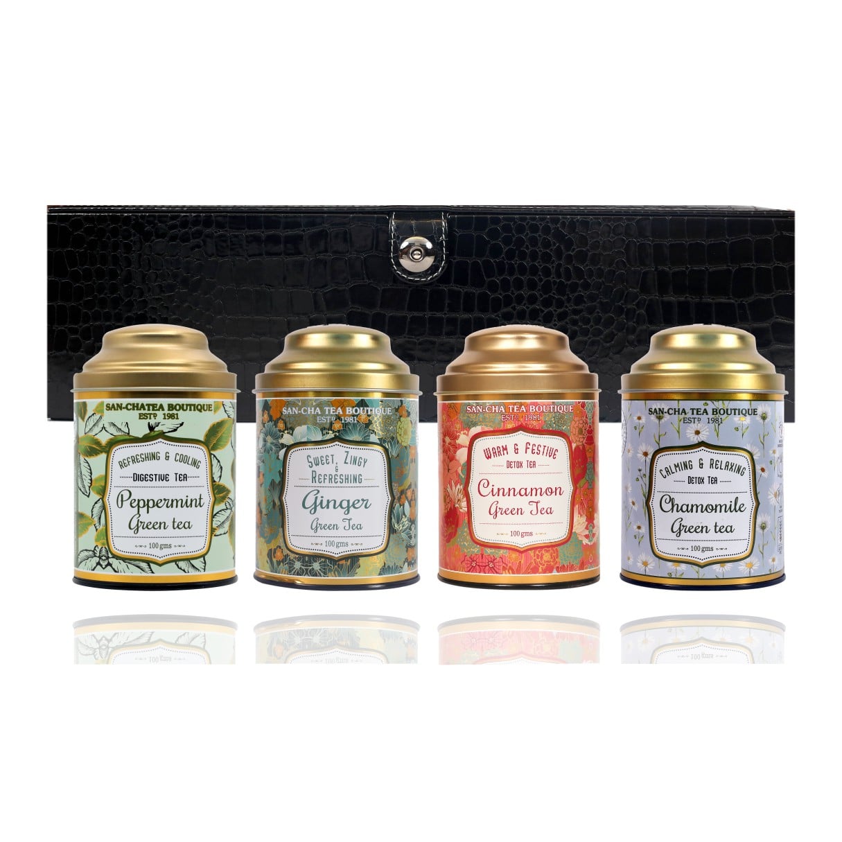 Luxury Leatherette Green Teas: Tea Gift Box ( Pack of 4) – Sancha Tea ...