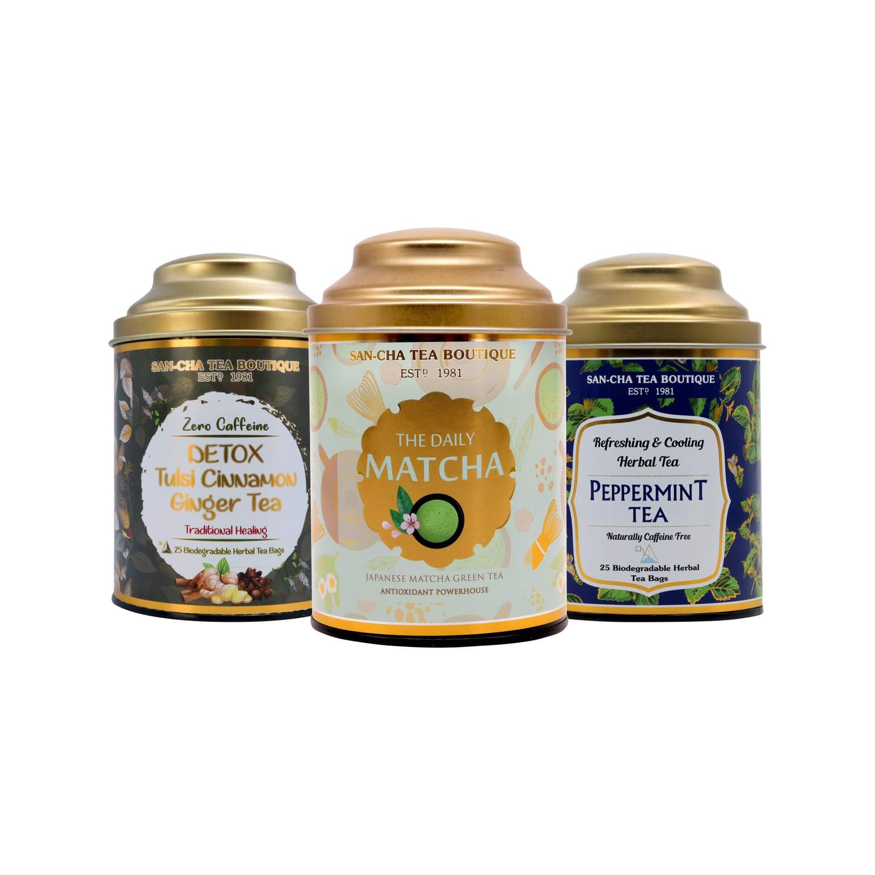 Morning Reset Tea Bundle | Matcha, Ayurvedic Black Tea & Peppermint Herbal Tea