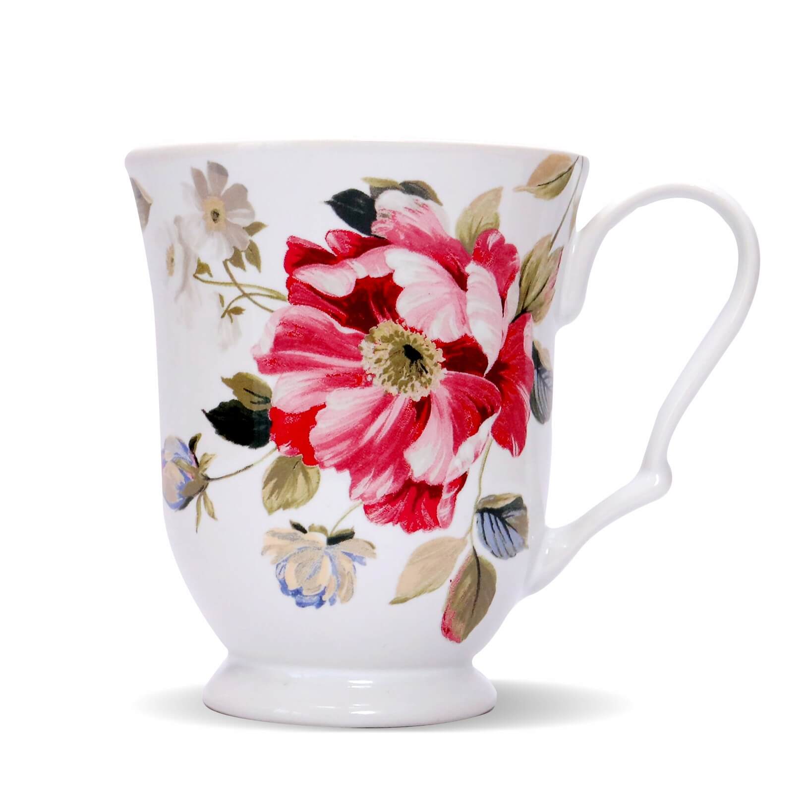 Oriana White Mug Set of 4 | Vintage Porcelain Tea Mugs