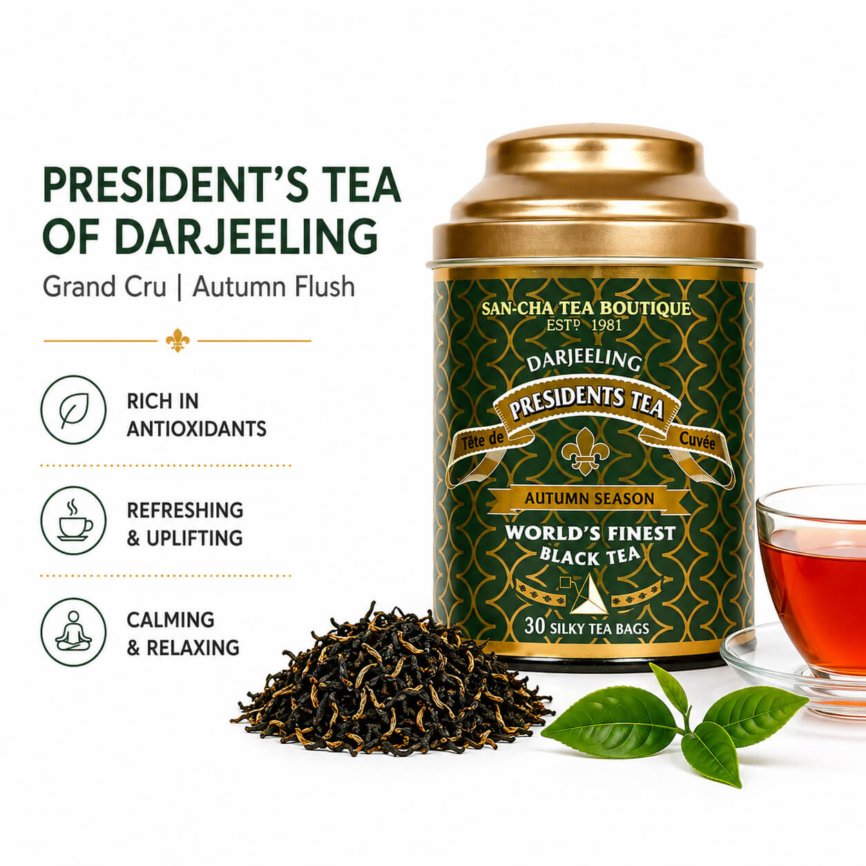茶 SAN-CHA Presidents Darjeeling Tea Bags Grand Cru Darjeeling Tea | Autumnal Limited Edition – Sancha Tea