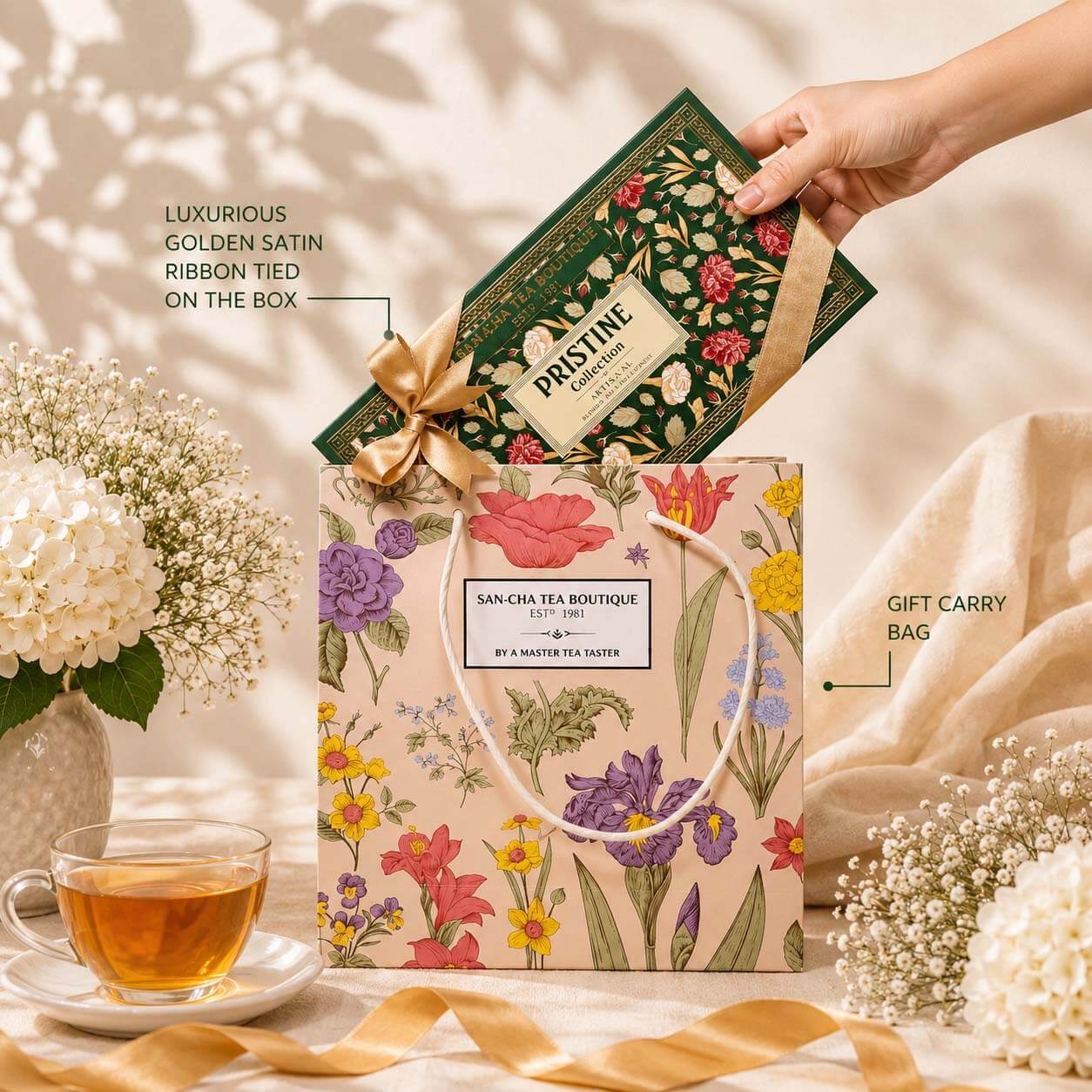 Pristine Herbal Tea Gift Box – Stress Relief & Glowing Beauty Teas