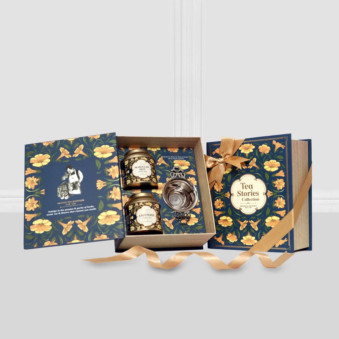 Book-Shaped Green Tea Gift Box – Moroccan Mint & Lavender Teas