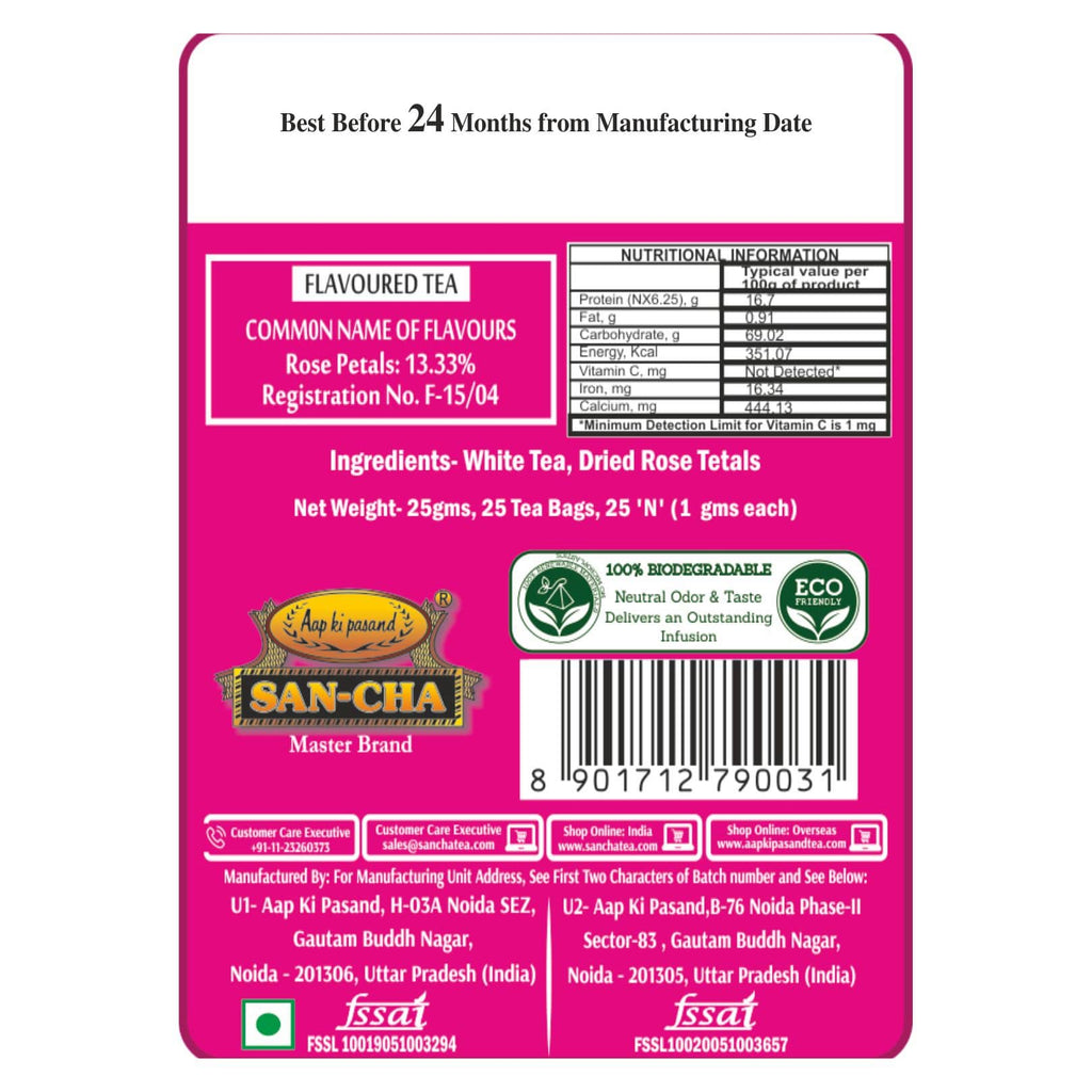rose white tea label