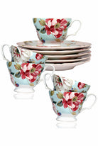 Adelaide Blue Vintage Tea Set of 6: Pamper your loved ones with an elegantly designed set of 6 vintage style teacups, handcrafted in porcelain, to make you look forward to the evenings when you entertain  Add warmth to your space with a classical vintage design with floral motifs